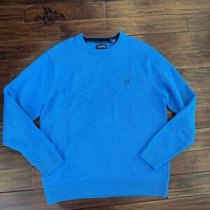 Chaps Blue Crewneck 100% Cotton Knit Sweater Mens Size Large